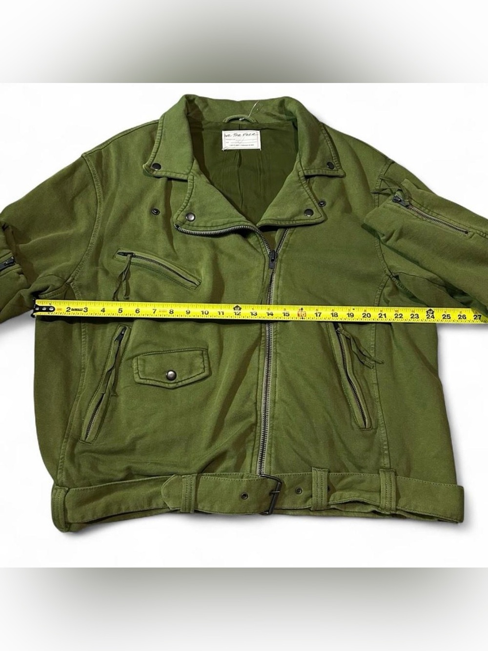 Free People Rebel Knit Olive Green Women’s Moto Jacket - Boho Indie - Picture 5 of 7